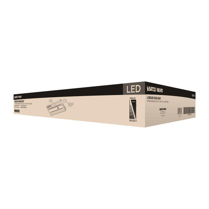 Linear Hi-Bay Nuvo 65-1013 LED Linear High-Bay With Interchangeable Lens - 275W/300W/320W Wattage Selectable - 3K/4K/5K CCT Selectable - White Finish Nuvo