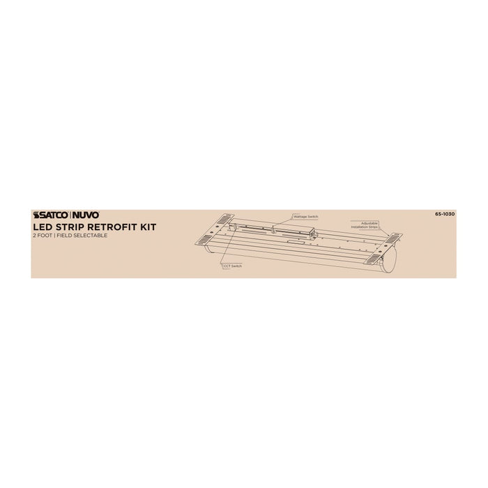 Strip Light Nuvo 65-1030 15/20/25 Watt LED 2 Foot Retrofit Strip Light - 35K/4K/5K CCT Selectable - 120-277 Volt - Gloss White Finish Nuvo