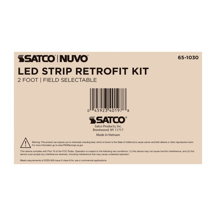 Strip Light Nuvo 65-1030 15/20/25 Watt LED 2 Foot Retrofit Strip Light - 35K/4K/5K CCT Selectable - 120-277 Volt - Gloss White Finish Nuvo