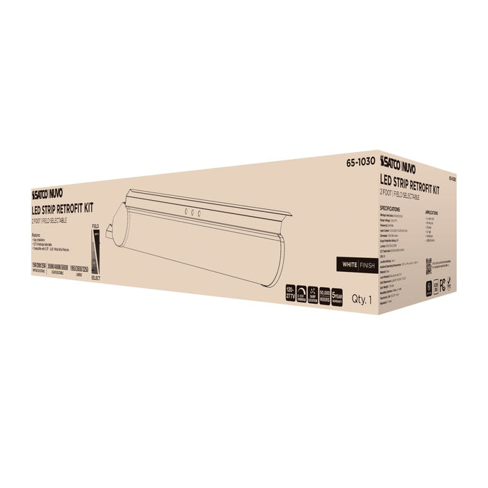 Strip Light Nuvo 65-1030 15/20/25 Watt LED 2 Foot Retrofit Strip Light - 35K/4K/5K CCT Selectable - 120-277 Volt - Gloss White Finish Nuvo