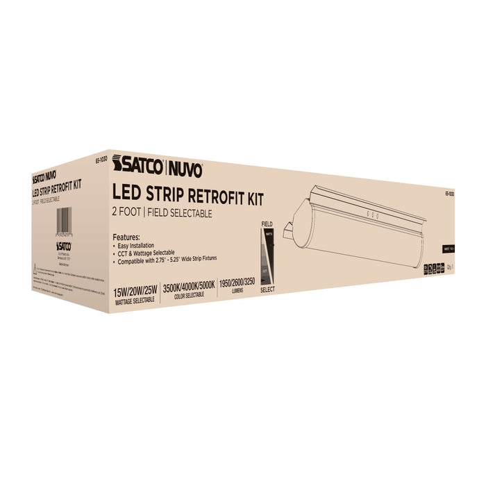 Strip Light Nuvo 65-1030 15/20/25 Watt LED 2 Foot Retrofit Strip Light - 35K/4K/5K CCT Selectable - 120-277 Volt - Gloss White Finish Nuvo