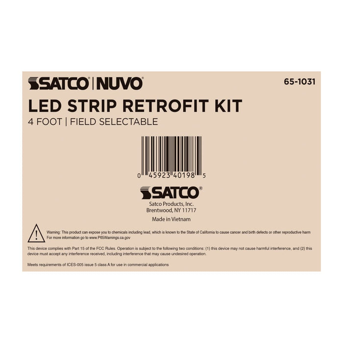 Strip Light Nuvo 65-1031 30/40/50 Watt LED 4 Foot Retrofit Strip Light - 35K/4K/5K CCT Selectable - 120-277 Volt - Gloss White Finish Nuvo