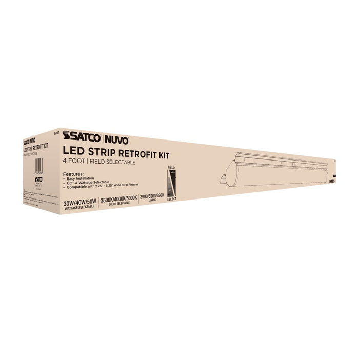 Strip Light Nuvo 65-1031 30/40/50 Watt LED 4 Foot Retrofit Strip Light - 35K/4K/5K CCT Selectable - 120-277 Volt - Gloss White Finish Nuvo