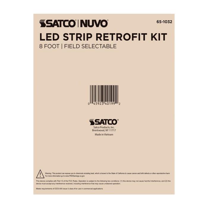 Strip Light Nuvo 65-1032 60/80/100 Watt LED 8 Foot Retrofit Strip Light - 35K/4K/5K CCT Selectable - 120-277 Volt - Gloss White Finish Nuvo