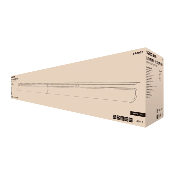 Strip Light Nuvo 65-1032 60/80/100 Watt LED 8 Foot Retrofit Strip Light - 35K/4K/5K CCT Selectable - 120-277 Volt - Gloss White Finish Nuvo