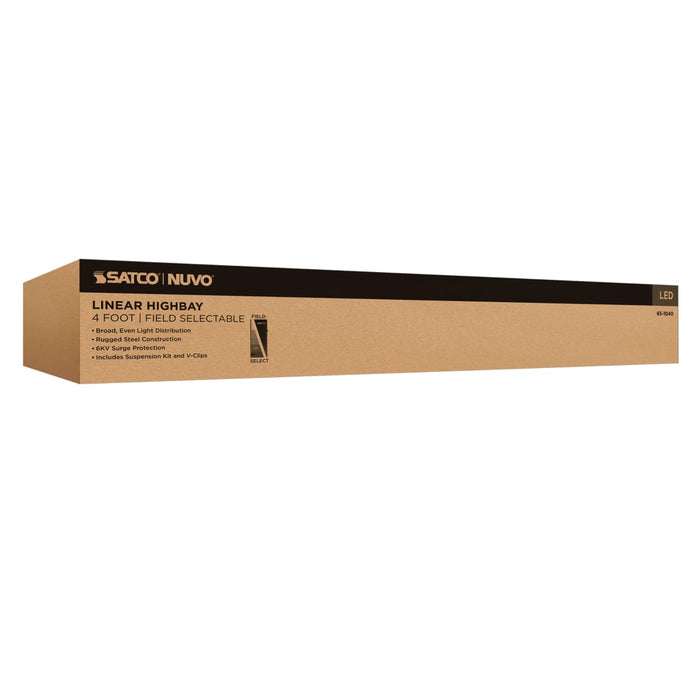 Linear Hi-Bay Nuvo 65-1040 200/150/100 Watt LED 4-Foot Linear High Bay - 3500K/4000K/5000K CCT - 120-277 Volt - White Finish Nuvo