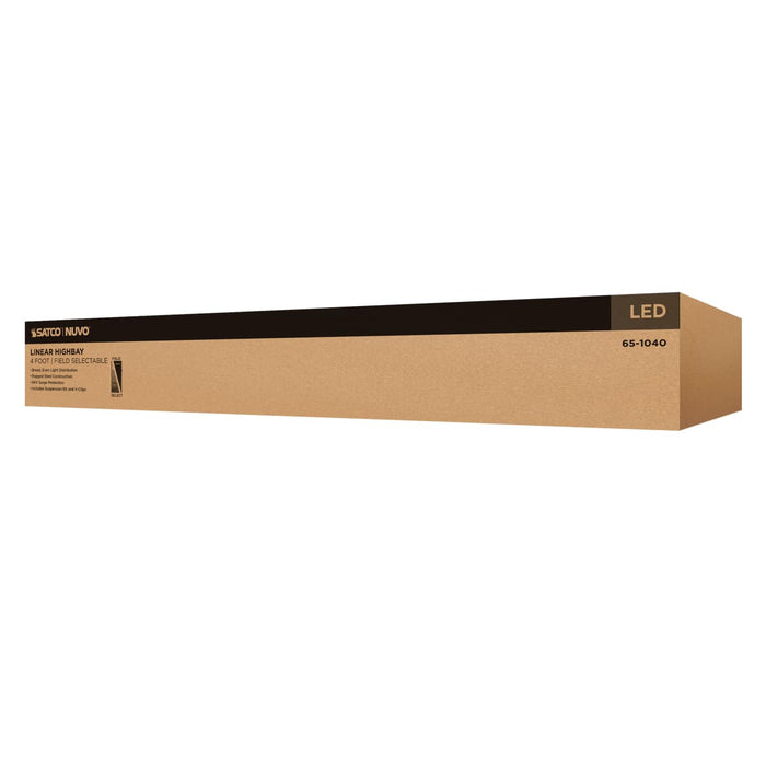 Linear Hi-Bay Nuvo 65-1040 200/150/100 Watt LED 4-Foot Linear High Bay - 3500K/4000K/5000K CCT - 120-277 Volt - White Finish Nuvo