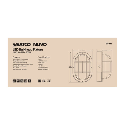 Bulk Head Nuvo 65-113 20W LED Bulk Head Fixture - White Finish Nuvo