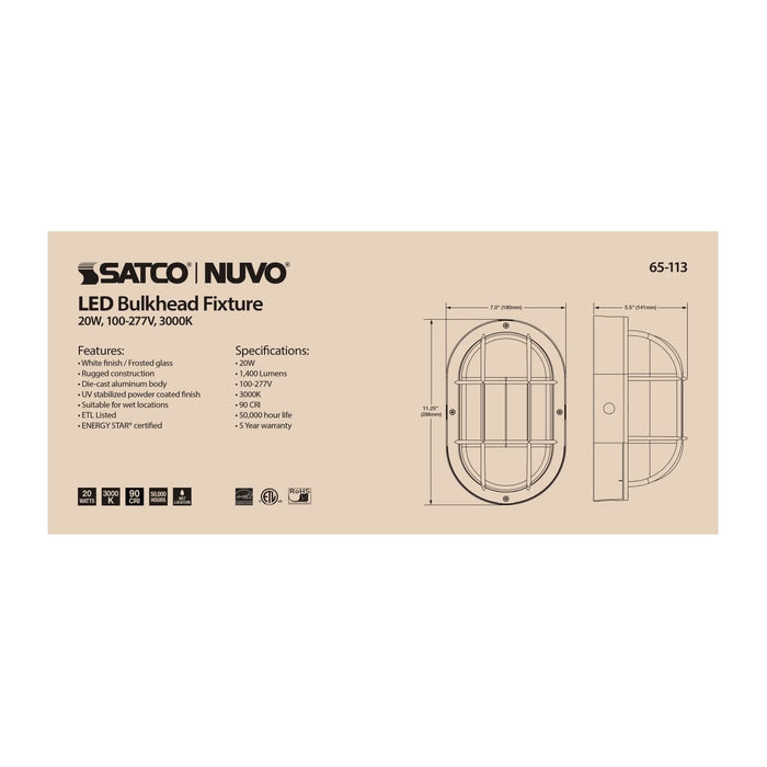 Bulk Head Nuvo 65-113 20W LED Bulk Head Fixture - White Finish Nuvo