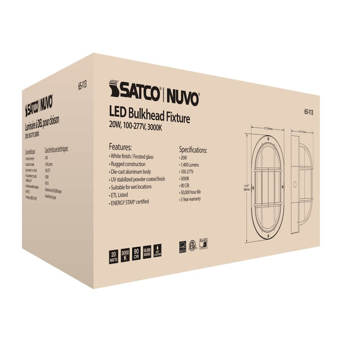 Bulk Head Nuvo 65-113 20W LED Bulk Head Fixture - White Finish Nuvo