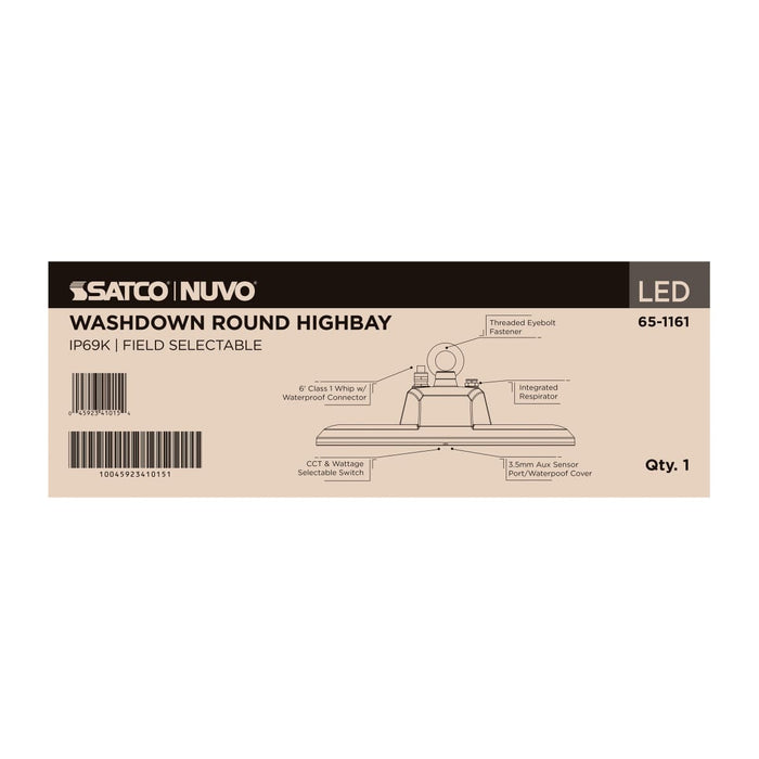 UFO Hi-Bay Nuvo 65-1161 LED UFO Hi-Bay - 200/150/100 Wattage Selectable - 4000K/5000K CCT Selectable - 277-480 Volt - White Finish Nuvo