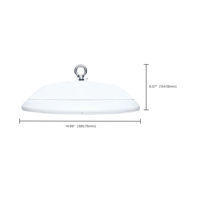UFO Hi-Bay Nuvo 65-1161 LED UFO Hi-Bay - 200/150/100 Wattage Selectable - 4000K/5000K CCT Selectable - 277-480 Volt - White Finish Nuvo