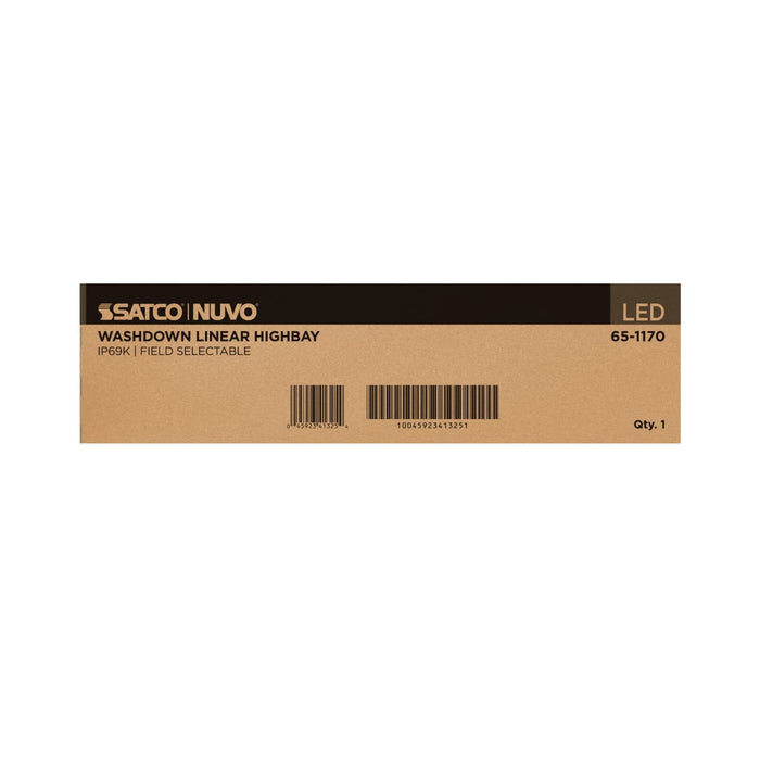 Linear Hi-Bay Nuvo 65-1170 105/90/70 Watt LED Linear High Bay - 3K/4K/5K CCT - IP69K - 120-347 Volt - White Finish Nuvo