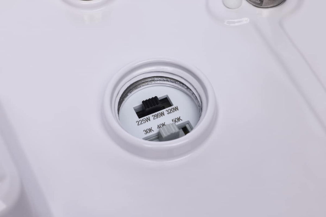 Linear Hi-Bay Nuvo 65-1173 320/295/255 Watt LED Linear High Bay - 3K/4K/5K CCT - IP69K - 120-347 Volt - White Finish Nuvo