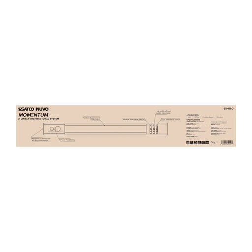 Linear Nuvo 65-1180 Momentum - 2 Foot LED Connectable Linear Strip - Up and Down Selectable - White Finish Nuvo
