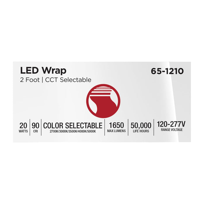 Ceiling Wrap Nuvo 65-1210 LED 2 Foot Wrap - 20 Watts - 27K/30K/35K/40K/50K CCT Selectable - White Finish - 120-277 Volt Nuvo