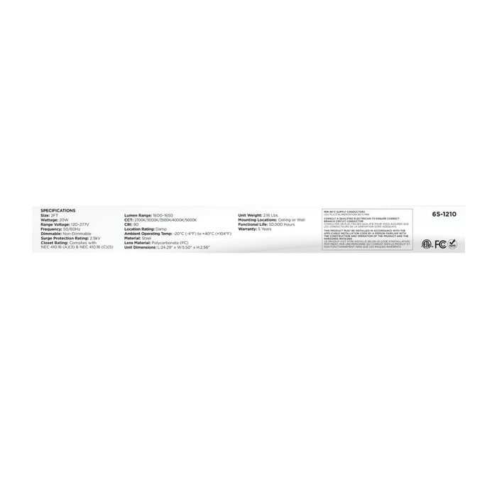 Ceiling Wrap Nuvo 65-1210 LED 2 Foot Wrap - 20 Watts - 27K/30K/35K/40K/50K CCT Selectable - White Finish - 120-277 Volt Nuvo