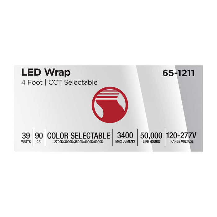 Ceiling Wrap Nuvo 65-1211 LED 4 Foot Wrap - 39 Watts - 27K/30K/35K/40K/50K CCT Selectable - White Finish - 120-277 Volt Nuvo
