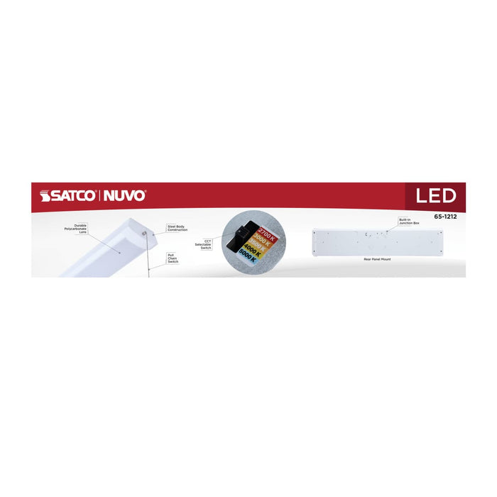 Ceiling Wrap Nuvo 65-1212 LED 2 Foot Wrap with Pull Chain - 20 Watts - 27K/30K/35K/40K/50K CCT Selectable - White Finish - 120 Volt Nuvo