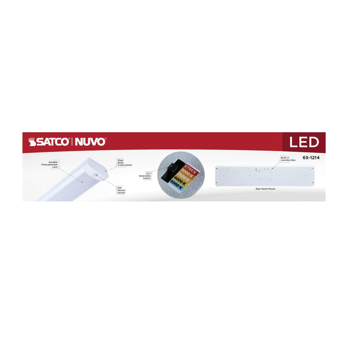 Ceiling Wrap Nuvo 65-1214 LED 2 Foot Wrap with PIR Motion Sensor - 20 Watts - 27K/30K/35K/40K/50K CCT Selectable - White Finish - 120-277 Volt Nuvo