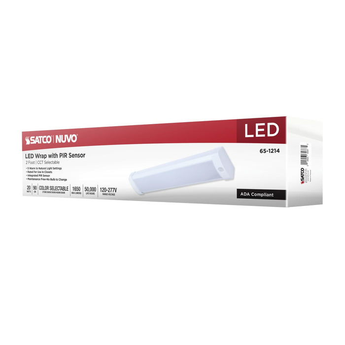 Ceiling Wrap Nuvo 65-1214 LED 2 Foot Wrap with PIR Motion Sensor - 20 Watts - 27K/30K/35K/40K/50K CCT Selectable - White Finish - 120-277 Volt Nuvo