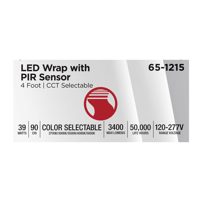 Ceiling Wrap Nuvo 65-1215 LED 4 Foot Wrap with PIR Motion Sensor - 39 Watts - 27K/30K/35K/40K/50K CCT Selectable - White Finish - 120-277 Volt Nuvo