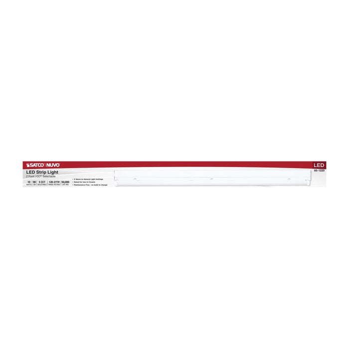 Strip Light Nuvo 65-1220 LED 2 Foot Strip Light - 10 Watts - 27K/30K/35K/40K/50K CCT Selectable - White Finish - 120-277 Volt Nuvo