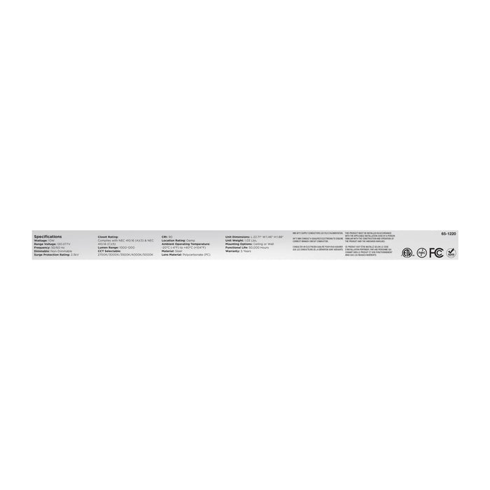Strip Light Nuvo 65-1220 LED 2 Foot Strip Light - 10 Watts - 27K/30K/35K/40K/50K CCT Selectable - White Finish - 120-277 Volt Nuvo
