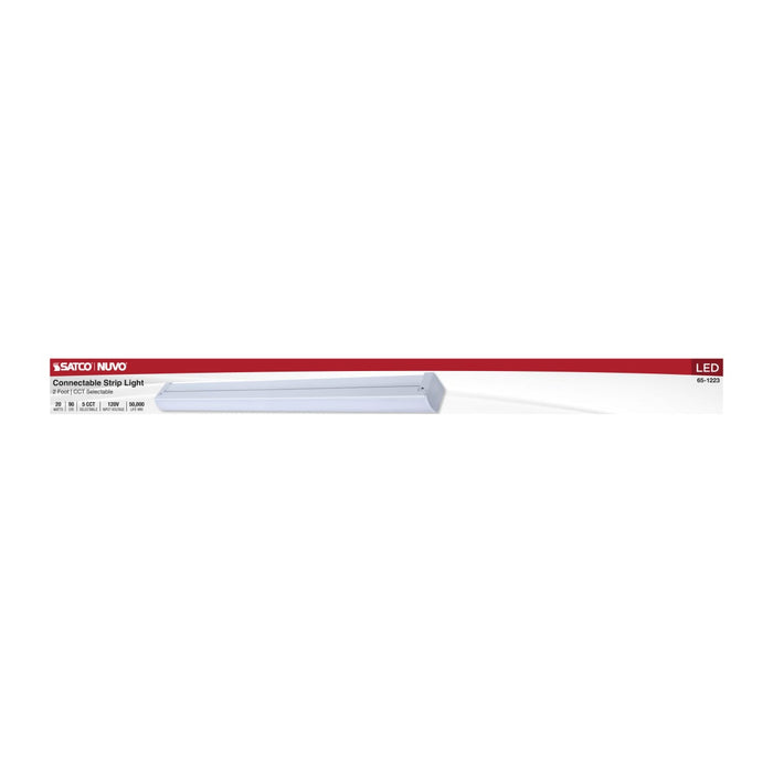 Strip Light Nuvo 65-1223 LED 2 Foot Connectable Strip Light - 20 Watts - 27K/30K/35K/40K/50K CCT Selectable - White Finish - 120 Volt Nuvo