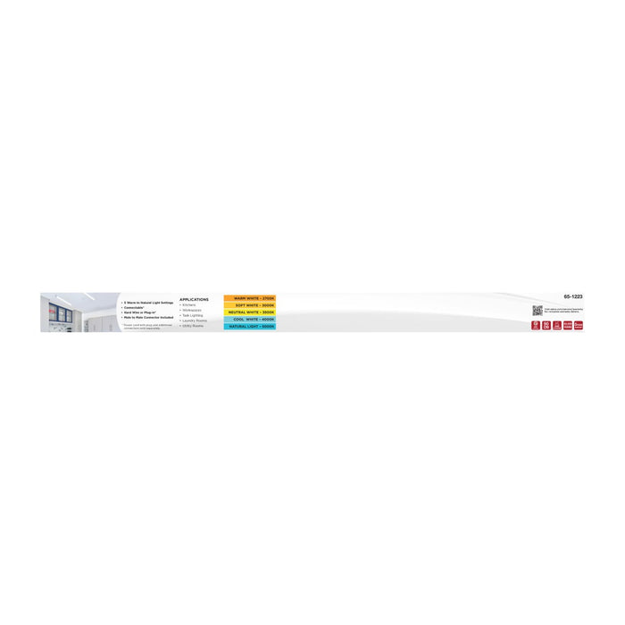 Strip Light Nuvo 65-1223 LED 2 Foot Connectable Strip Light - 20 Watts - 27K/30K/35K/40K/50K CCT Selectable - White Finish - 120 Volt Nuvo
