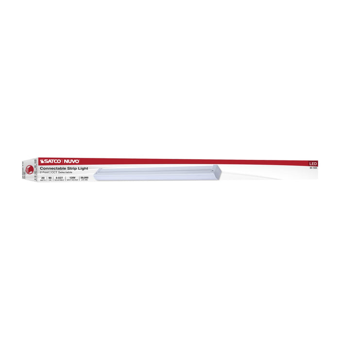 Strip Light Nuvo 65-1223 LED 2 Foot Connectable Strip Light - 20 Watts - 27K/30K/35K/40K/50K CCT Selectable - White Finish - 120 Volt Nuvo