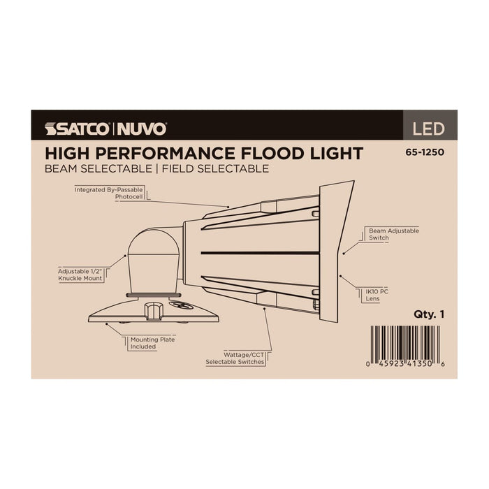 Flood Light Nuvo 65-1250 25/20/15 Watt LED Flood Light - 3K/4K/5K CCT - NEMA 4 - Bronze Finish - 120-347 Volt Nuvo