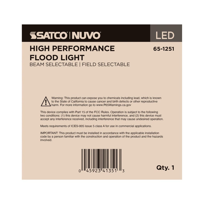 Flood Light Nuvo 65-1251 25/20/15 Watt LED Flood Light - 3K/4K/5K CCT - NEMA 4 - Black Finish - 120-347 Volt Nuvo