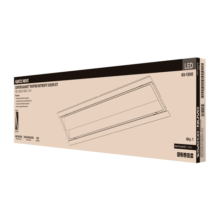 Troffer Nuvo 65-1300 40/30/20 Watt LED 1x4 Center Basket Troffer Retrofit Kit - 35K/4K/5K CCT - Dimmable - 120-277 Volt - Matte White Finish Nuvo