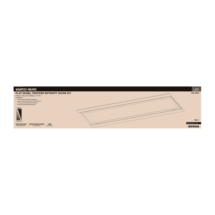 Troffer Nuvo 65-1320 40/30/20 Watt LED 1x4 Flat Panel Troffer Retrofit Kit - 35K/4K/5K CCT - Dimmable - 120-277 Volt - Matte White Finish Nuvo