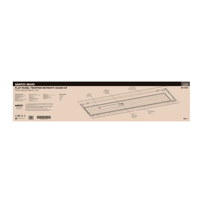 Troffer Nuvo 65-1320 40/30/20 Watt LED 1x4 Flat Panel Troffer Retrofit Kit - 35K/4K/5K CCT - Dimmable - 120-277 Volt - Matte White Finish Nuvo