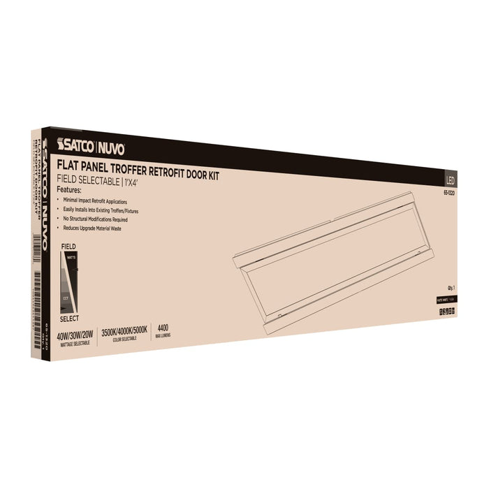 Troffer Nuvo 65-1320 40/30/20 Watt LED 1x4 Flat Panel Troffer Retrofit Kit - 35K/4K/5K CCT - Dimmable - 120-277 Volt - Matte White Finish Nuvo