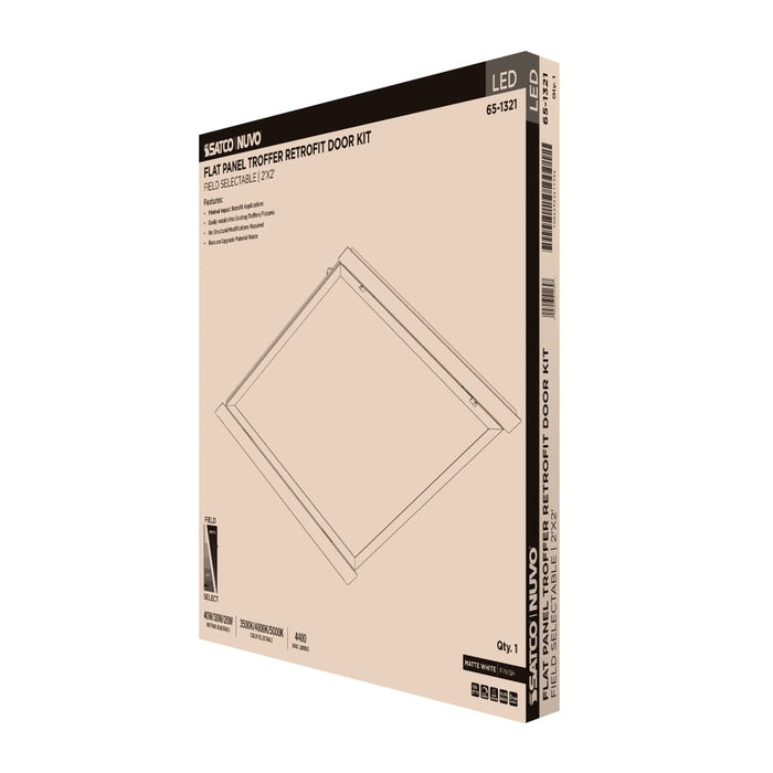 Troffer Nuvo 65-1321 40/30/20 Watt LED 2x2 Flat Panel Troffer Retrofit Kit - 35K/4K/5K CCT - Dimmable - 120-277 Volt - Matte White Finish Nuvo