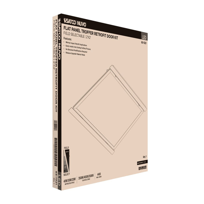 Troffer Nuvo 65-1321 40/30/20 Watt LED 2x2 Flat Panel Troffer Retrofit Kit - 35K/4K/5K CCT - Dimmable - 120-277 Volt - Matte White Finish Nuvo