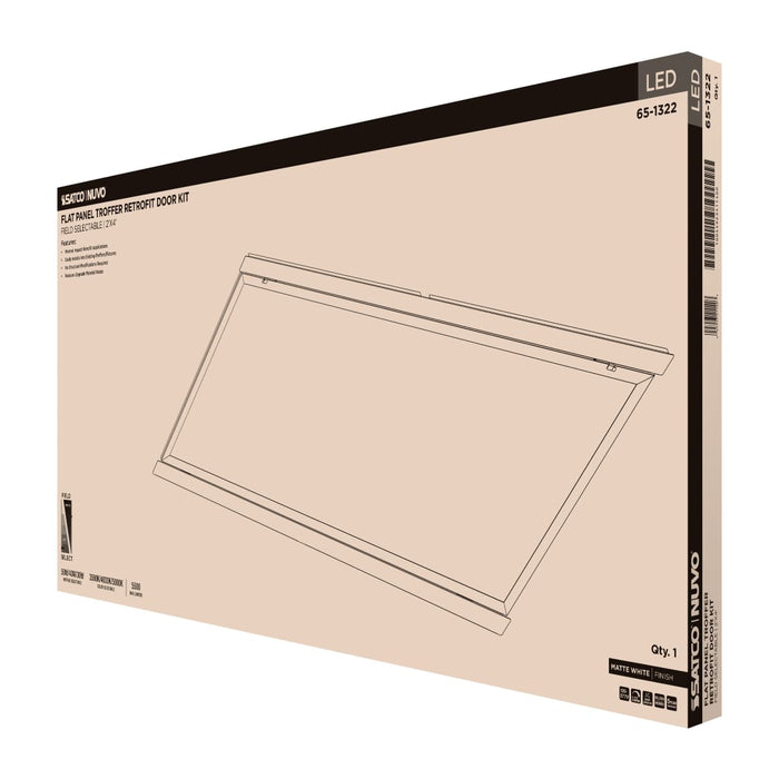 Troffer Nuvo 65-1322 50/40/30 Watt LED 2x4 Flat Panel Troffer Retrofit Kit - 35K/4K/5K CCT - Dimmable - 120-277 Volt - Matte White Finish Nuvo