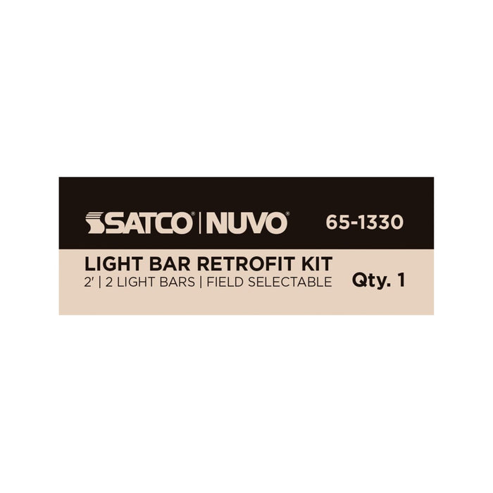 Backlit Flat Panel Nuvo 65-1330 40W/35W/30W/25W/20W Wattage Selectable LED Light Bar Retrofit Kit - 3000K/3500K/4000K/5000K/6500K CCT Selectable - 2-Bars - 2 Feet - 120-277 Volt - Silver Finish Nuvo