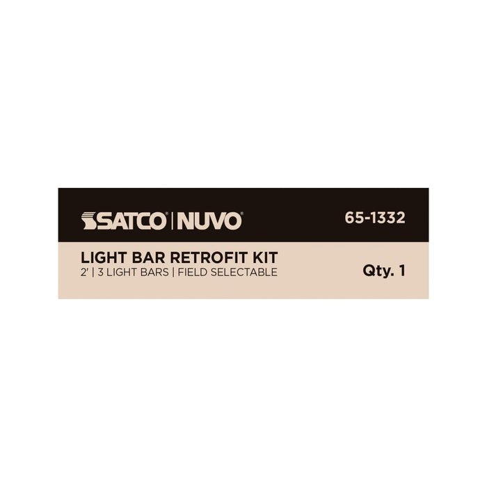 Backlit Flat Panel Nuvo 65-1332 40W/35W/30W/25W/20W Wattatage Selectable LED Light Bar Retrofit Kit - 3000K/3500K/4000K/5000K/6500K CCT Selectable - 3-Bars - 2 Feet - 120-277 Volt - Silver Finish Nuvo