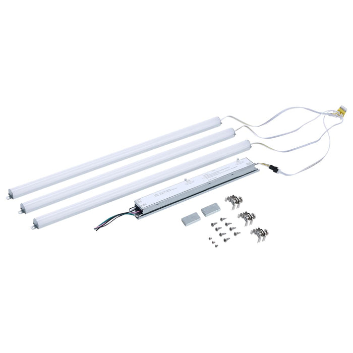 Backlit Flat Panel Nuvo 65-1332 40W/35W/30W/25W/20W Wattatage Selectable LED Light Bar Retrofit Kit - 3000K/3500K/4000K/5000K/6500K CCT Selectable - 3-Bars - 2 Feet - 120-277 Volt - Silver Finish Nuvo