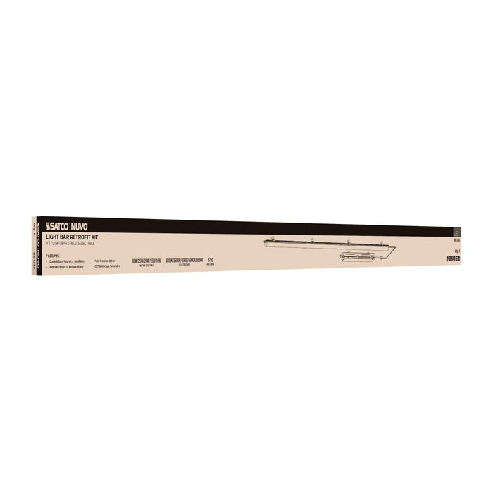 Backlit Flat Panel Nuvo 65-1333 30W/25W/20W/15W/10W Wattage Selectable LED Light Bar Retrofit Kit - 3000K/3500K/4000K/5000K/6500K CCT Selectable - 1-Bar - 4 Feet - 120-277 Volt - Silver Finish Nuvo