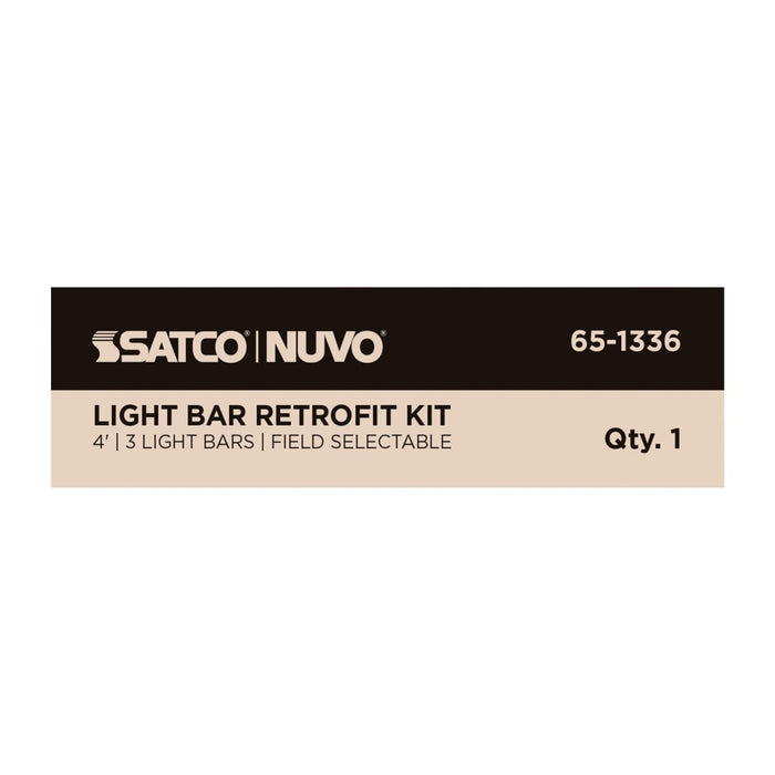 Backlit Flat Panel Nuvo 65-1336 50W/45W/40W/35W/30W Wattage Selectable LED Light Bar Retrofit Kit - 3000K/3500K/4000K/5000K/6500K CCT Selectable - 3-Bars - 4 Feet - 120-277 Volt - Silver Finish Nuvo