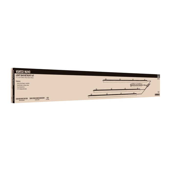 Backlit Flat Panel Nuvo 65-1336 50W/45W/40W/35W/30W Wattage Selectable LED Light Bar Retrofit Kit - 3000K/3500K/4000K/5000K/6500K CCT Selectable - 3-Bars - 4 Feet - 120-277 Volt - Silver Finish Nuvo