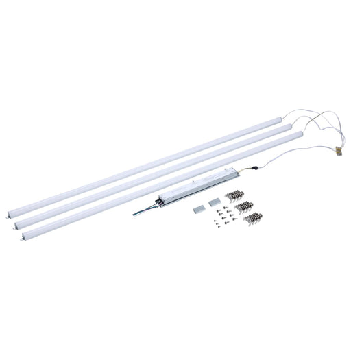 Backlit Flat Panel Nuvo 65-1336 50W/45W/40W/35W/30W Wattage Selectable LED Light Bar Retrofit Kit - 3000K/3500K/4000K/5000K/6500K CCT Selectable - 3-Bars - 4 Feet - 120-277 Volt - Silver Finish Nuvo