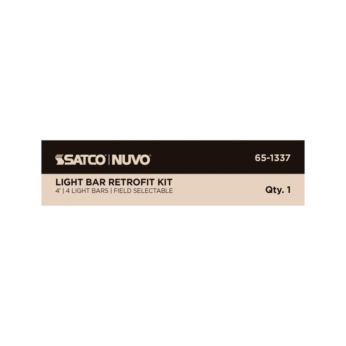 Backlit Flat Panel Nuvo 65-1337 50W/45W/40W/35W/30W Wattage Selectable LED Light Bar Retrofit Kit - 3000K/3500K/4000K/5000K/6500K CCT Selectable - 4-Bars - 4 Feet - 120-277 Volt - Silver Finish Nuvo