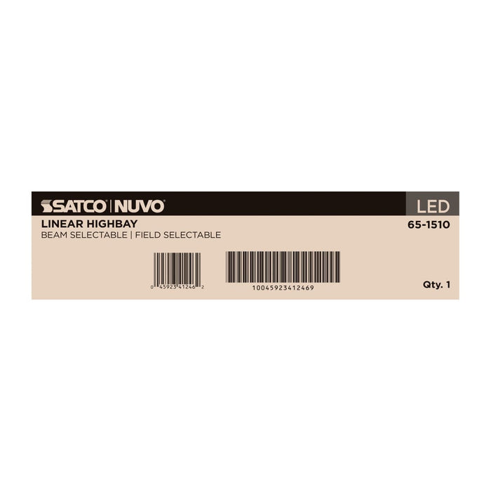 Linear Hi-Bay Nuvo 65-1510 LED Linear High Bay - 105/90/70 Wattage Selectable - 3K/4K/5K CCT Selectable - Beam Angle Selectable - White Finish - 120-347 Volt Nuvo