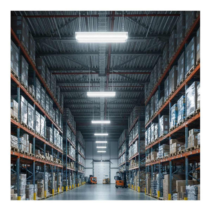 Linear Hi-Bay Nuvo 65-1511 LED Linear High Bay - 160/135/120 Wattage Selectable - 3K/4K/5K CCT Selectable - Beam Angle Selectable - White Finish - 120-347 Volt Nuvo